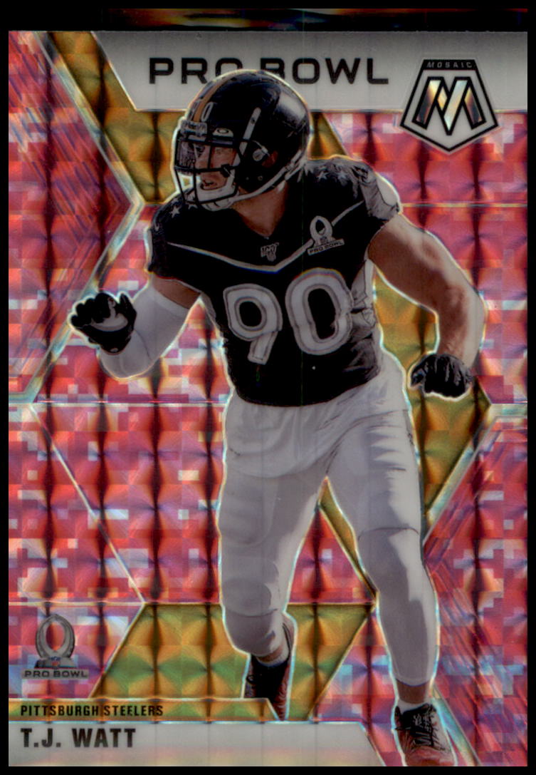 2020 Panini Mosaic #254 T.J. Watt Prizm Camo Pink