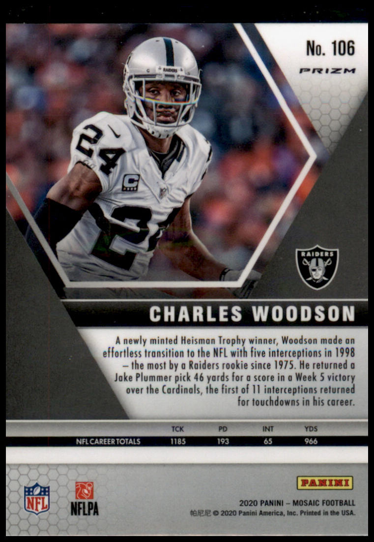 2020 Panini Mosaic #106 Charles Woodson Prizm Camo Pink