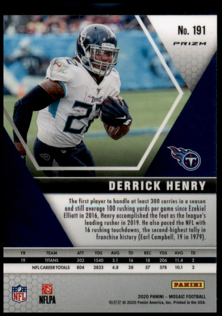 2020 Panini Mosaic #191 Derrick Henry Prizm Camo Pink