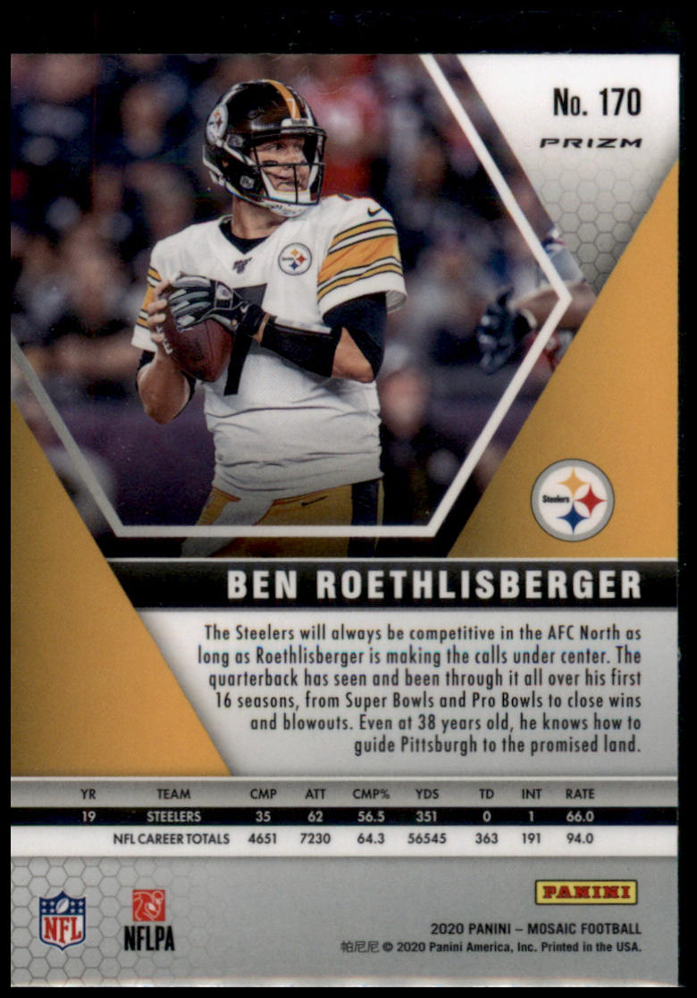 2020 Panini Mosaic #170 Ben Roethlisberger Prizm Camo Pink