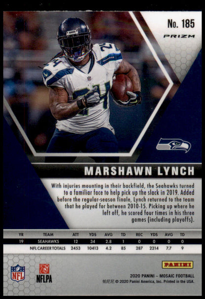 2020 Panini Mosaic #185 Marshawn Lynch Prizm Camo Pink