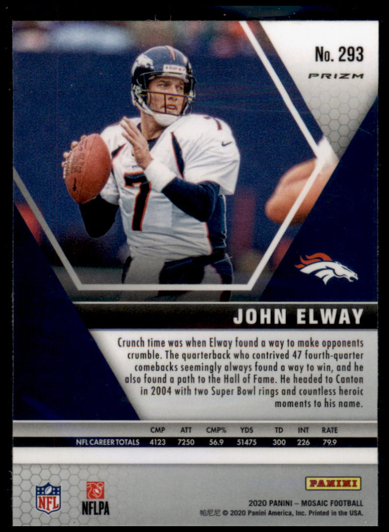 2020 Panini Mosaic #293 John Elway Prizm Camo Pink