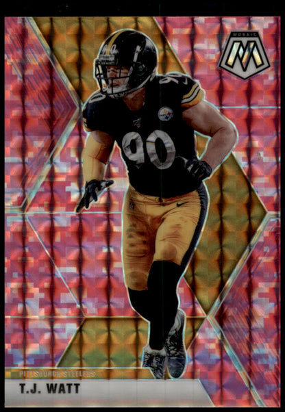 2020 Panini Mosaic #167 T.J. Watt Prizm Camo Pink