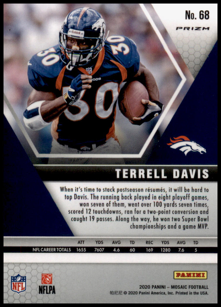 2020 Panini Mosaic #68 Terrell Davis Prizm Camo Pink