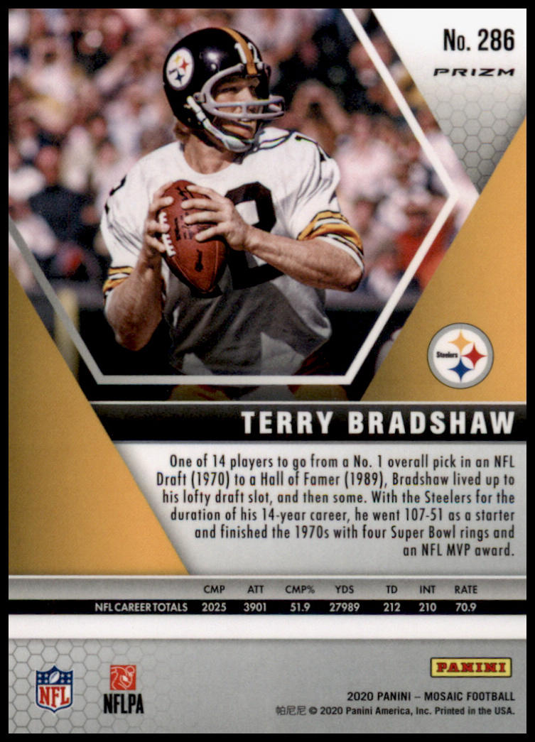 2020 Panini Mosaic #286 Terry Bradshaw Prizm Camo Pink