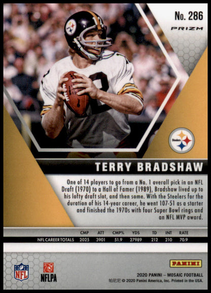 2020 Panini Mosaic #286 Terry Bradshaw Prizm Camo Pink