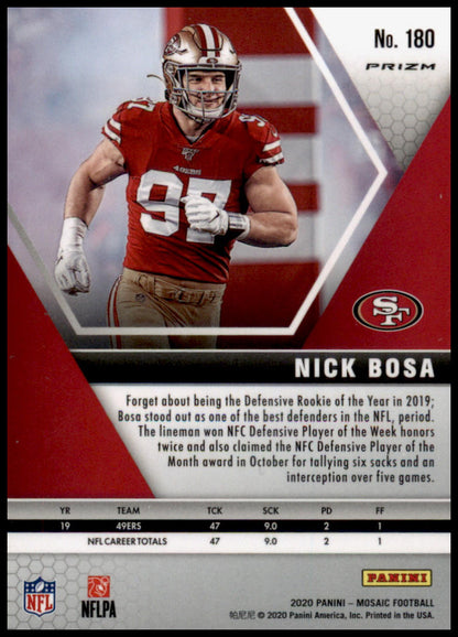 2020 Panini Mosaic #180 Nick Bosa Prizm Camo Pink