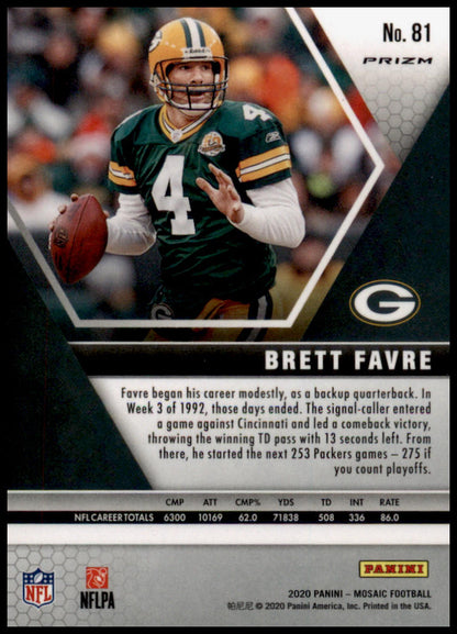 2020 Panini Mosaic #81 Brett Favre Prizm Camo Pink