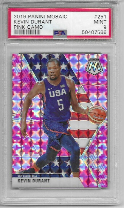 2019-20 Mosaic Team USA Pink Camo Prizm-  Kevin Durant PSA 9 Brooklyn Nets!