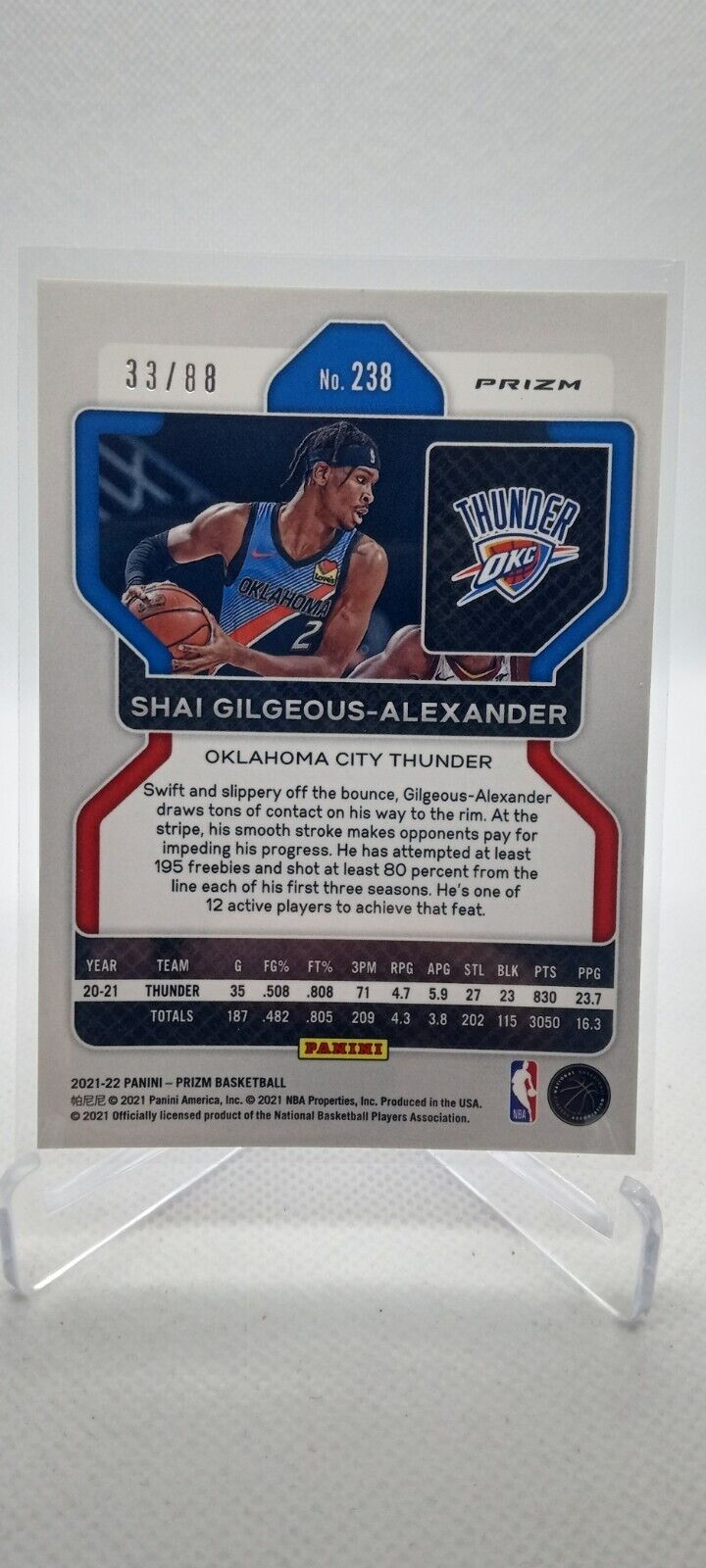 2021-22 Panini Prizm Choice Red Prizm /88 Shai Gilgeous-Alexander #238