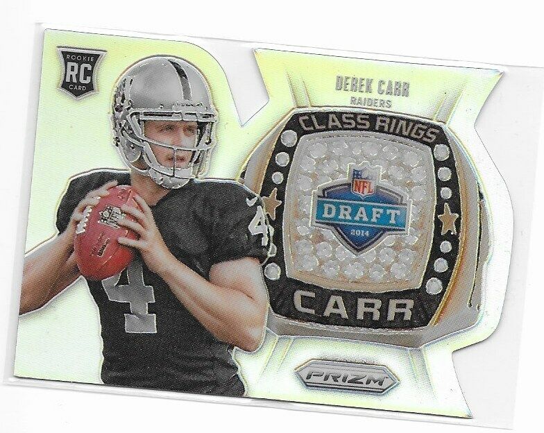 2014 Prizm Class Rings Silver Prizm Rookie Die Cut- Derek Carr Las Vegas Raiders