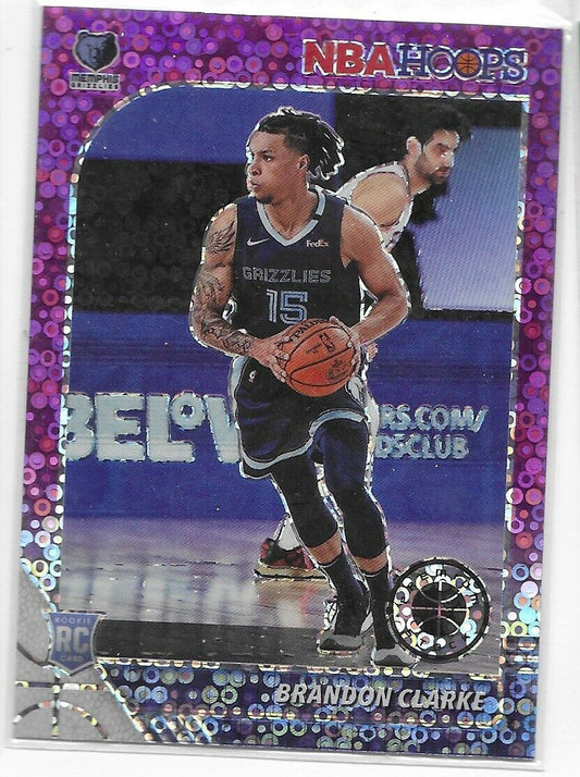 2019-20 Hoops Premium Purple Disco Prizm Rookie- Brandon Clarke Grizzlies!