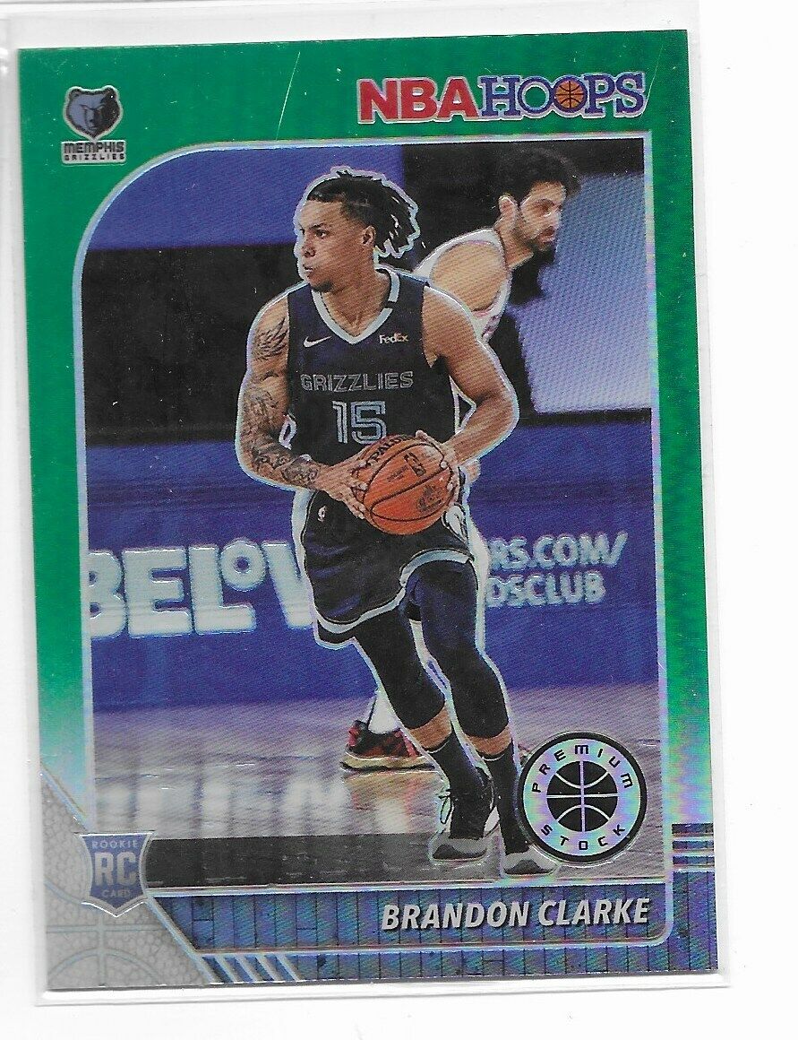 2019-20 Hoops Premium Green Prizm Rookie- Brandon Clarke Memphis Grizzlies!