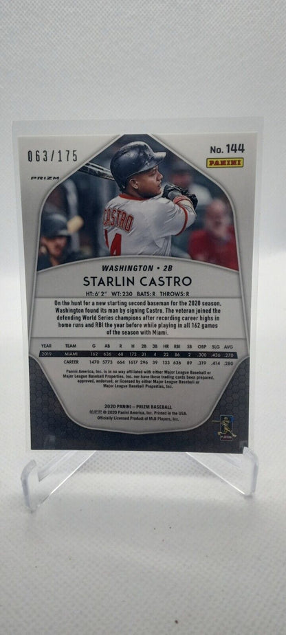 2020 Panini Prizm Starlin Castro Blue Mojo Prizm /175 Washington Nationals