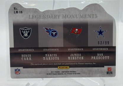 2017 Panini Legendary Monuments #/99 CARR MARIOTA WINSTON PRESCOTT #LM-18 RARE