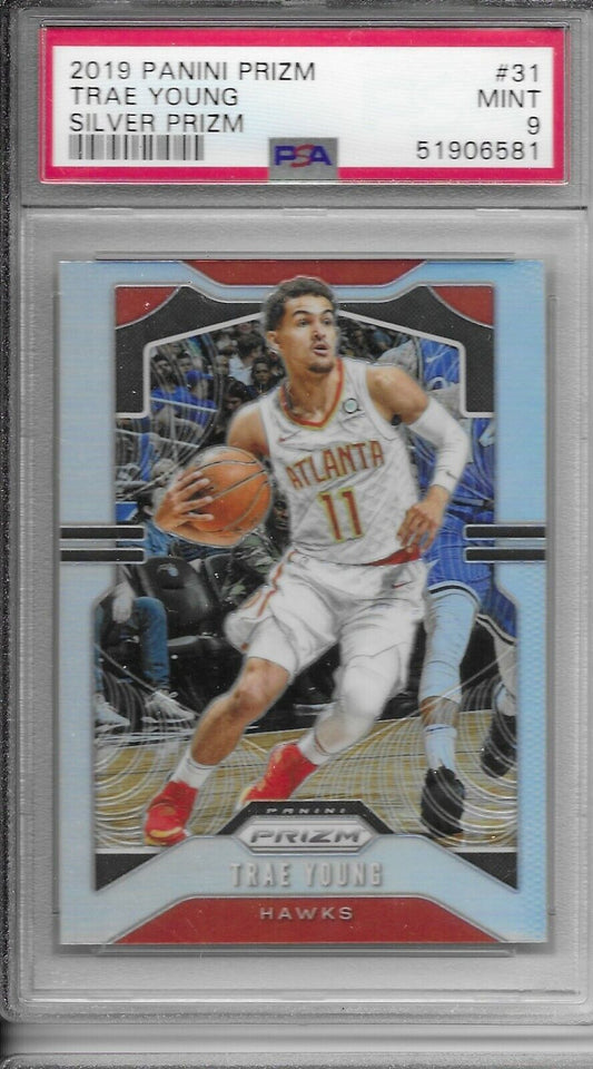 2019-20 Prizm Silver Prizm- Trae Young PSA 9 Atlanta Hawks!