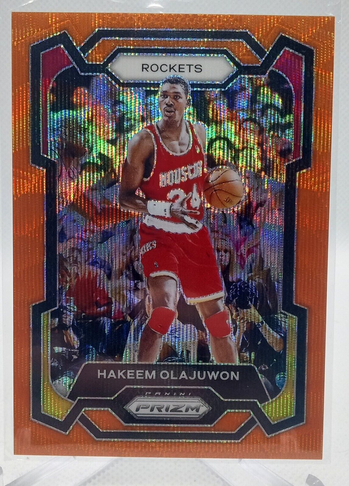 2023-24 Panini Prizm Orange Wave Prizm  Hakeem Olajuwon /60 Houston Rockets