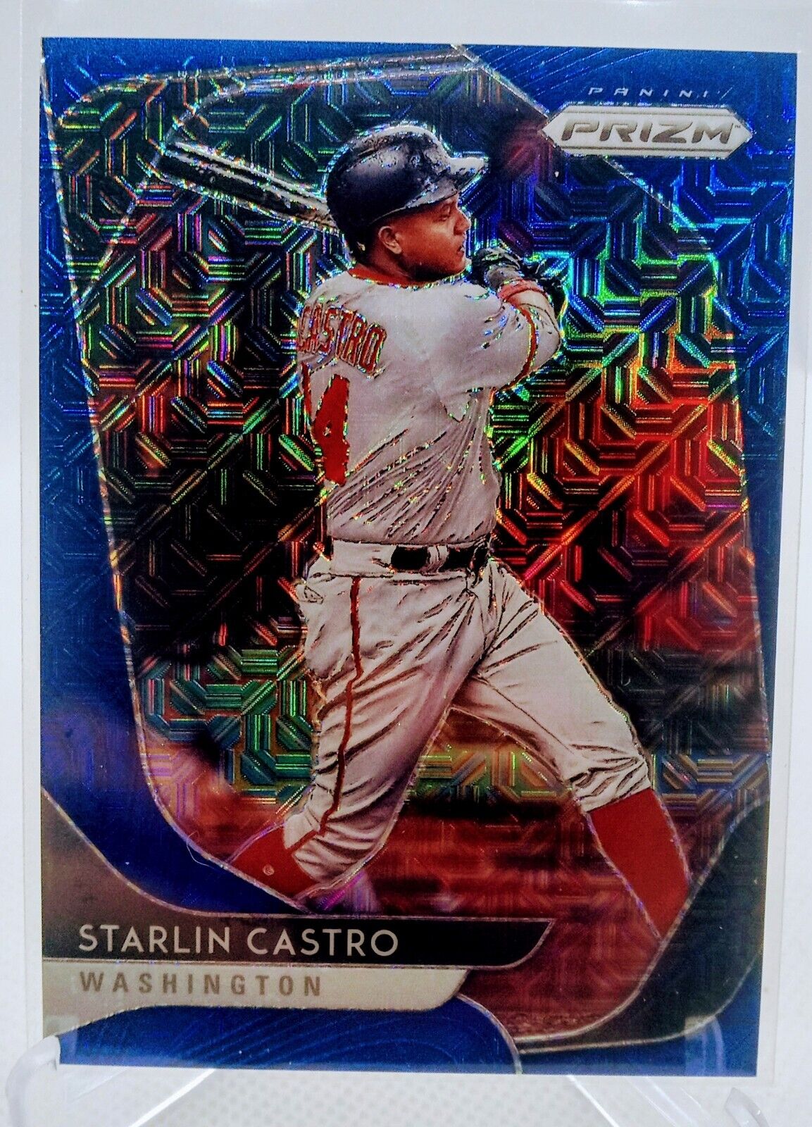 2020 Panini Prizm Starlin Castro Blue Mojo Prizm /175 Washington Nationals