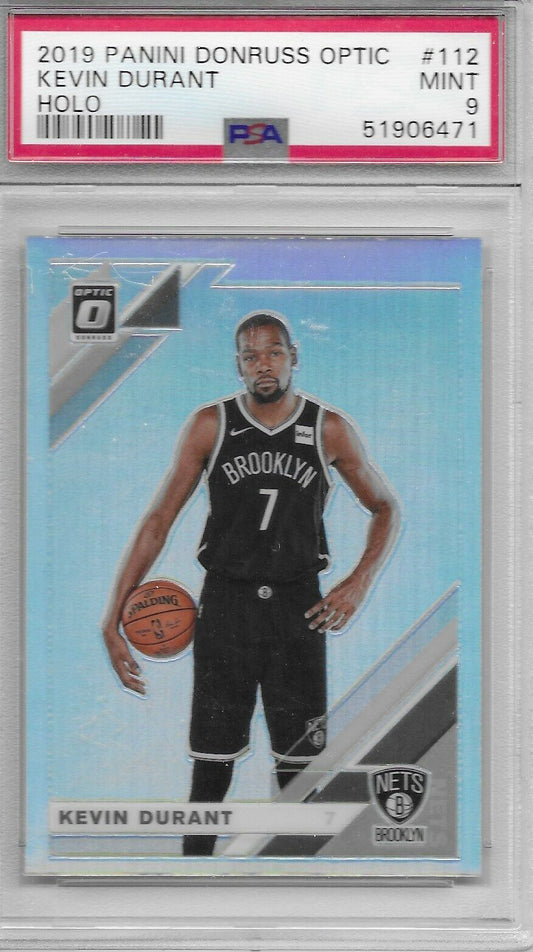 2019-20 Optic Silver Holo Prizm- Kevin Durant PSA 9 1st Brooklyn Nets!