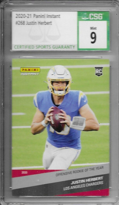 2020 Panini Instant Rookie- Justin Herbert /1352 CSG 9 MINT!