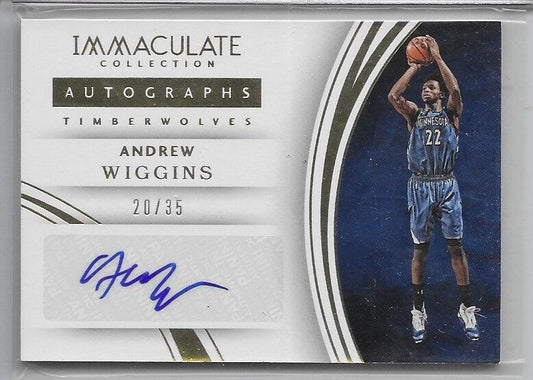 2015-16 Immaculate Autographs Gold- Andrew Wiggins /35 Minnesota TImberwolves