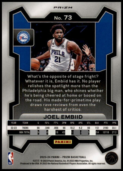 2023-24 Panini Prizm #73 Joel Embiid Prizms Red Ice