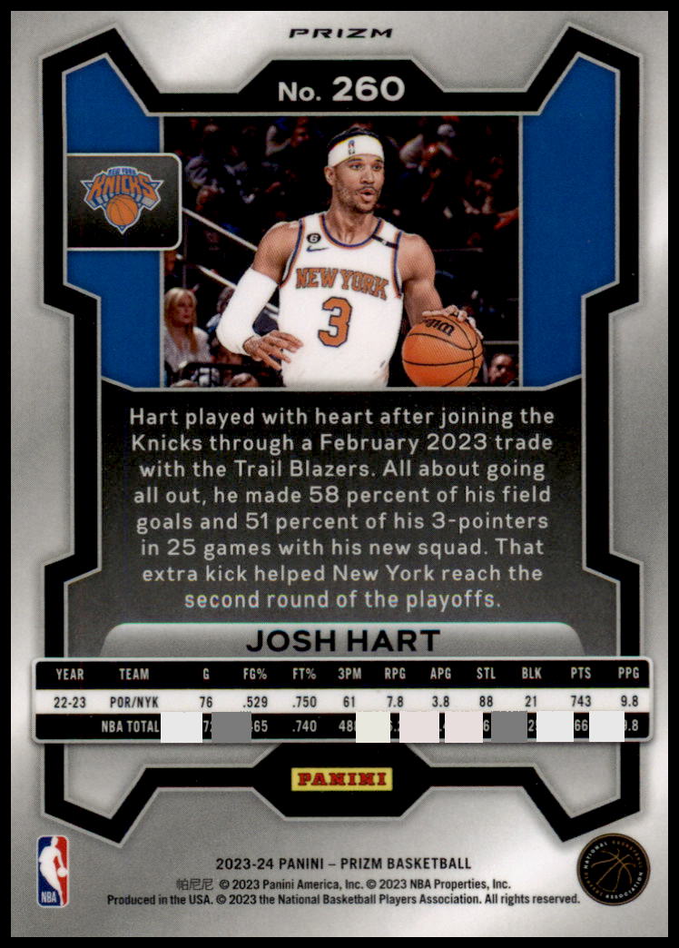 2023-24 Panini Prizm #260 Josh Hart Prizms Red Ice