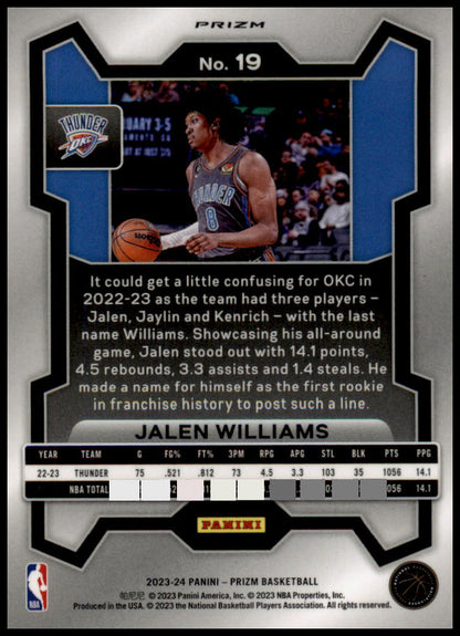 2023-24 Panini Prizm #19 Jalen Williams Prizms Red Ice