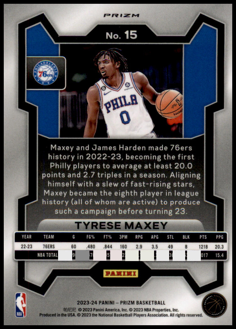 2023-24 Panini Prizm #15 Tyrese Maxey Prizms Red Ice