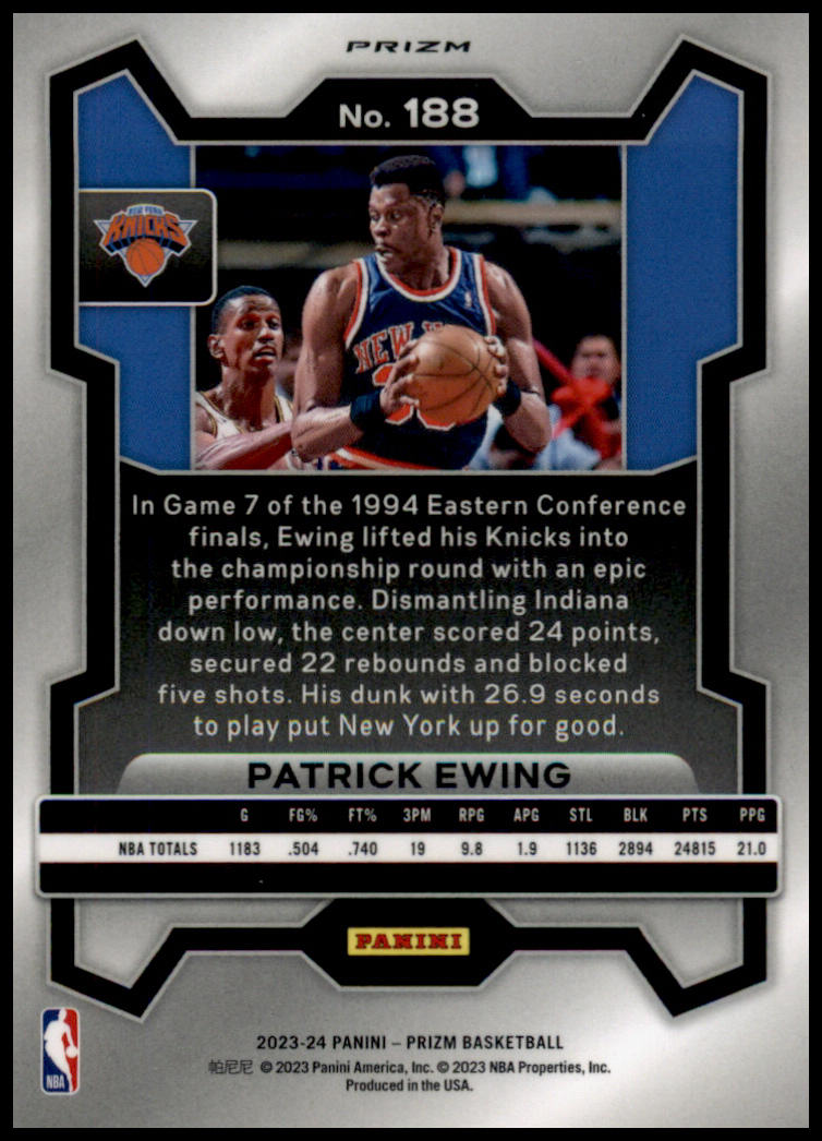 2023-24 Panini Prizm #188 Patrick Ewing Prizms Red Ice