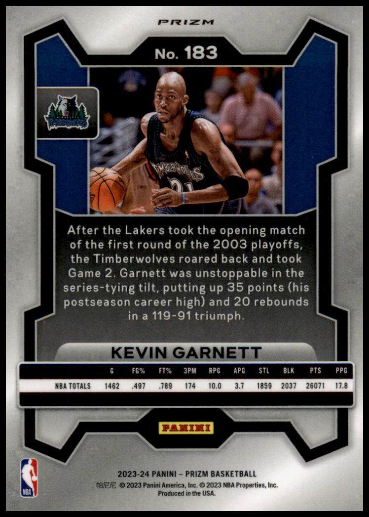 2023-24 Panini Prizm #183 Kevin Garnett Prizms Red Ice