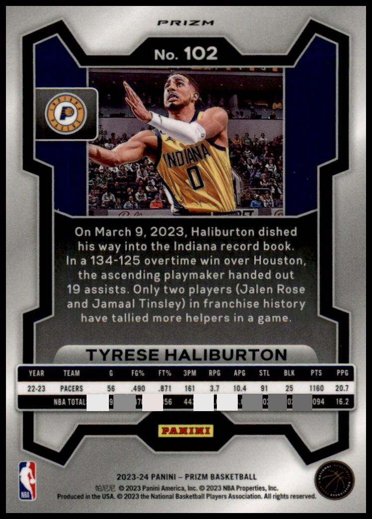 2023-24 Panini Prizm #102 Tyrese Haliburton Prizms Red Ice