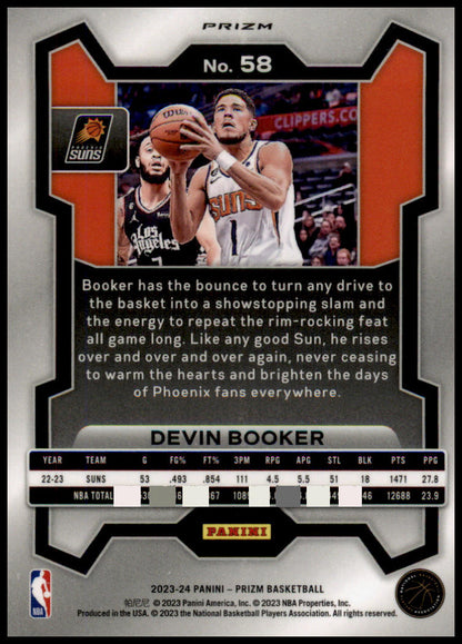 2023-24 Panini Prizm #58 Devin Booker Prizms Red Ice