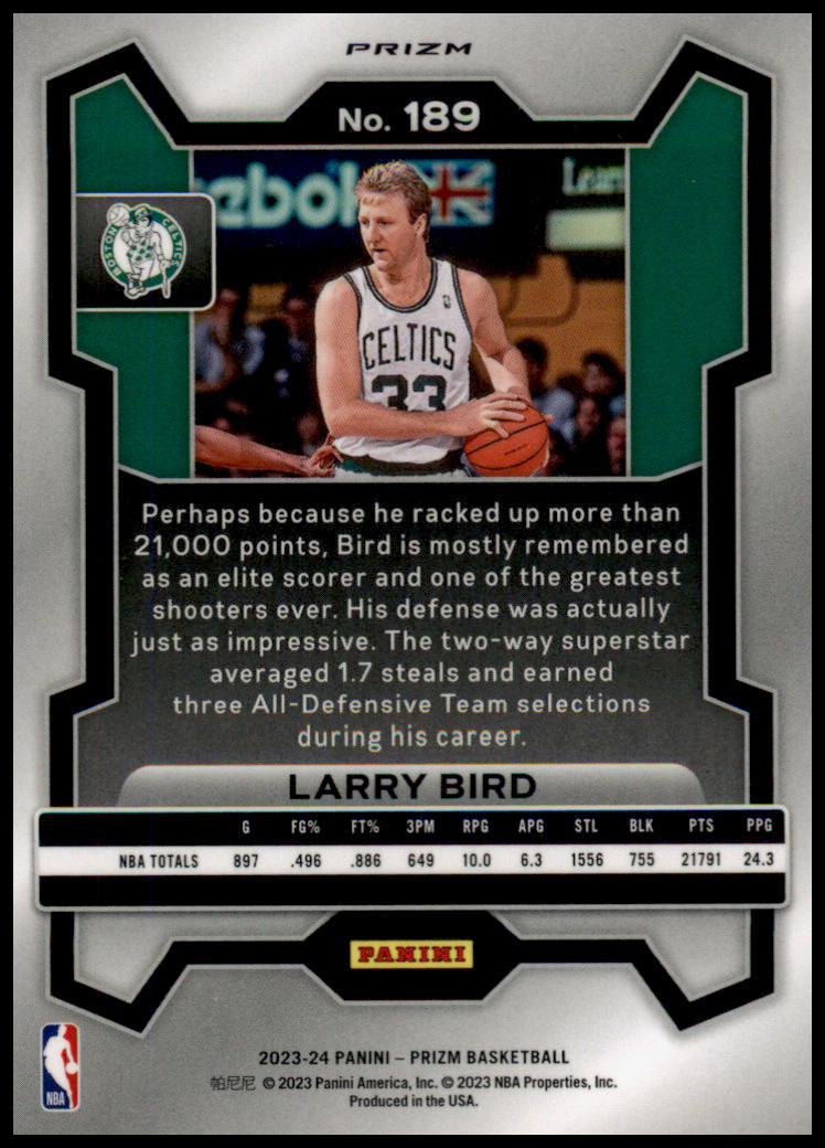 2023-24 Panini Prizm #189 Larry Bird Prizms Red Ice