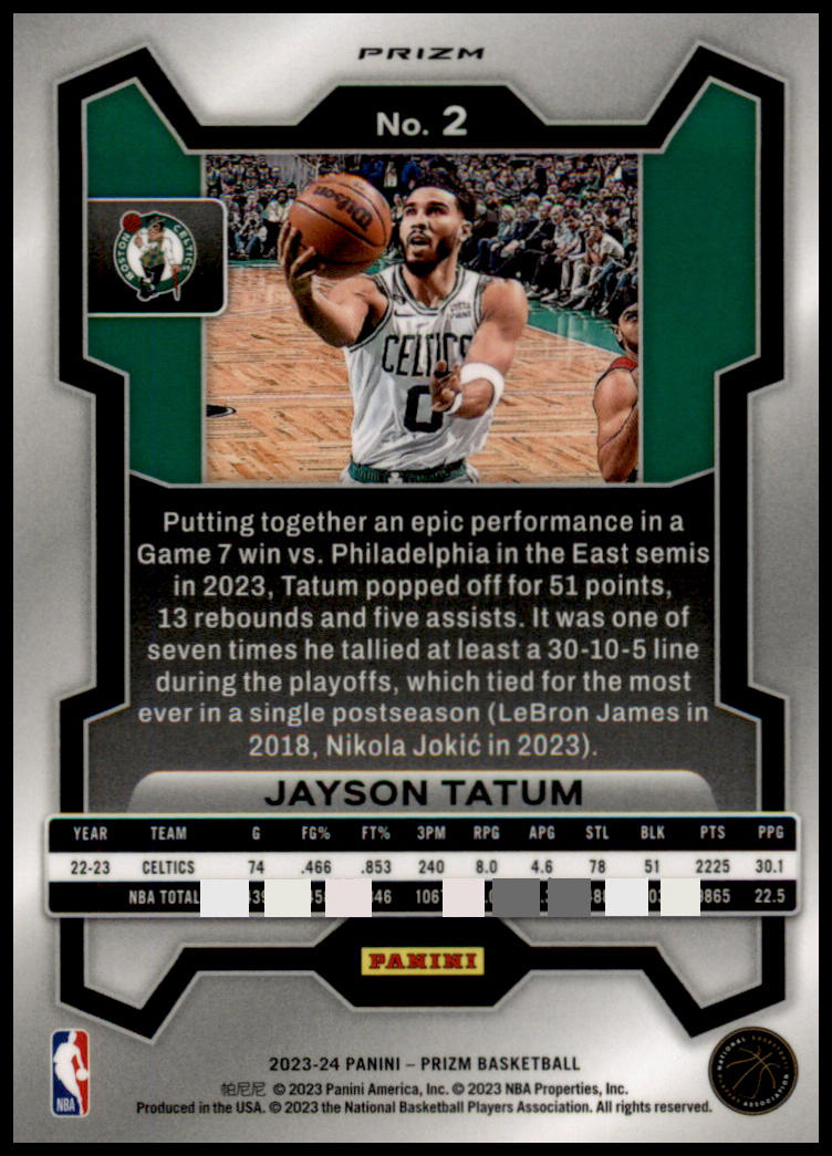 2023-24 Panini Prizm #2 Jayson Tatum Prizms Red Ice