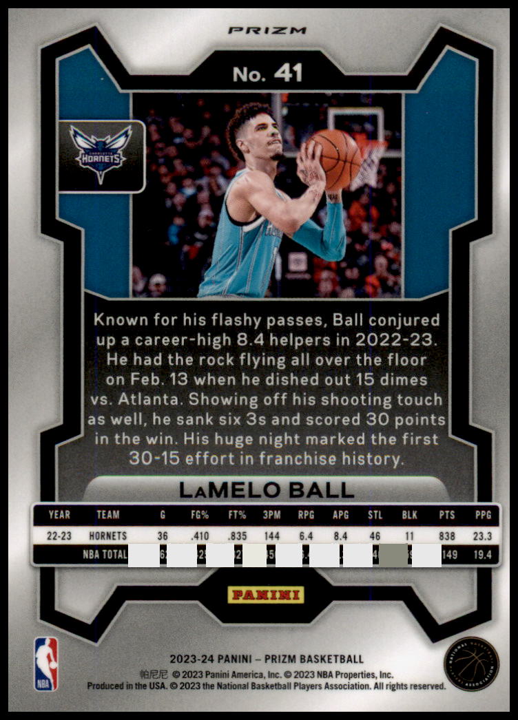 2023-24 Panini Prizm #41 LaMelo Ball Prizms Ice