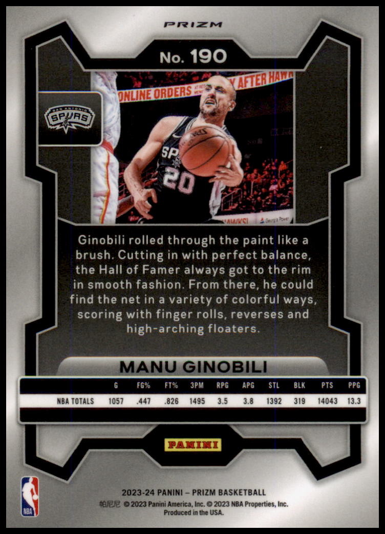 2023-24 Panini Prizm #190 Manu Ginobili Prizms Ice