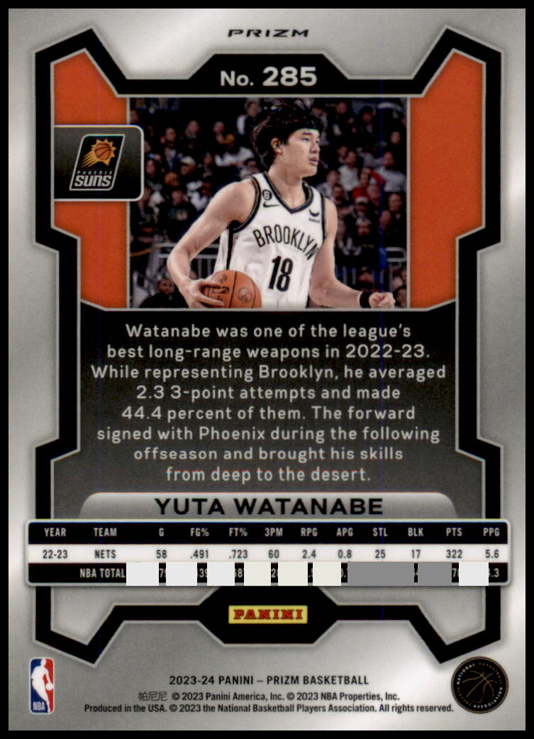 2023-24 Panini Prizm #285 Yuta Watanabe Prizms Ice