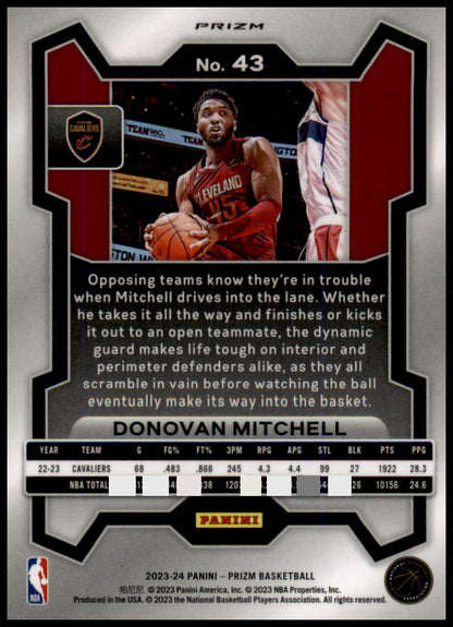 2023-24 Panini Prizm #43 Donovan Mitchell Prizms Ice