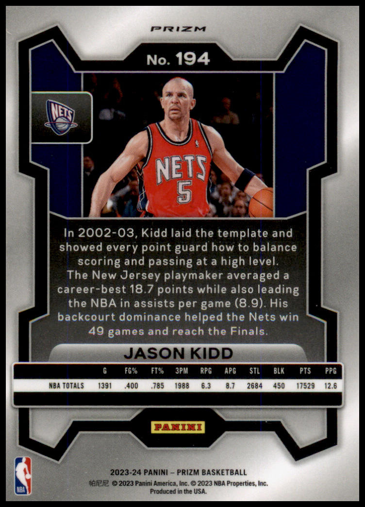 2023-24 Panini Prizm #194 Jason Kidd Prizms Green