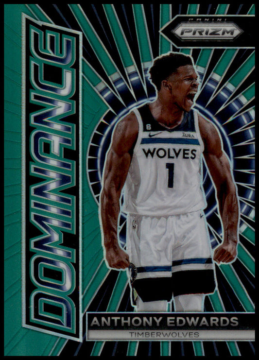 2023-24 Panini Prizm #15 Anthony Edwards Dominance Prizms Green