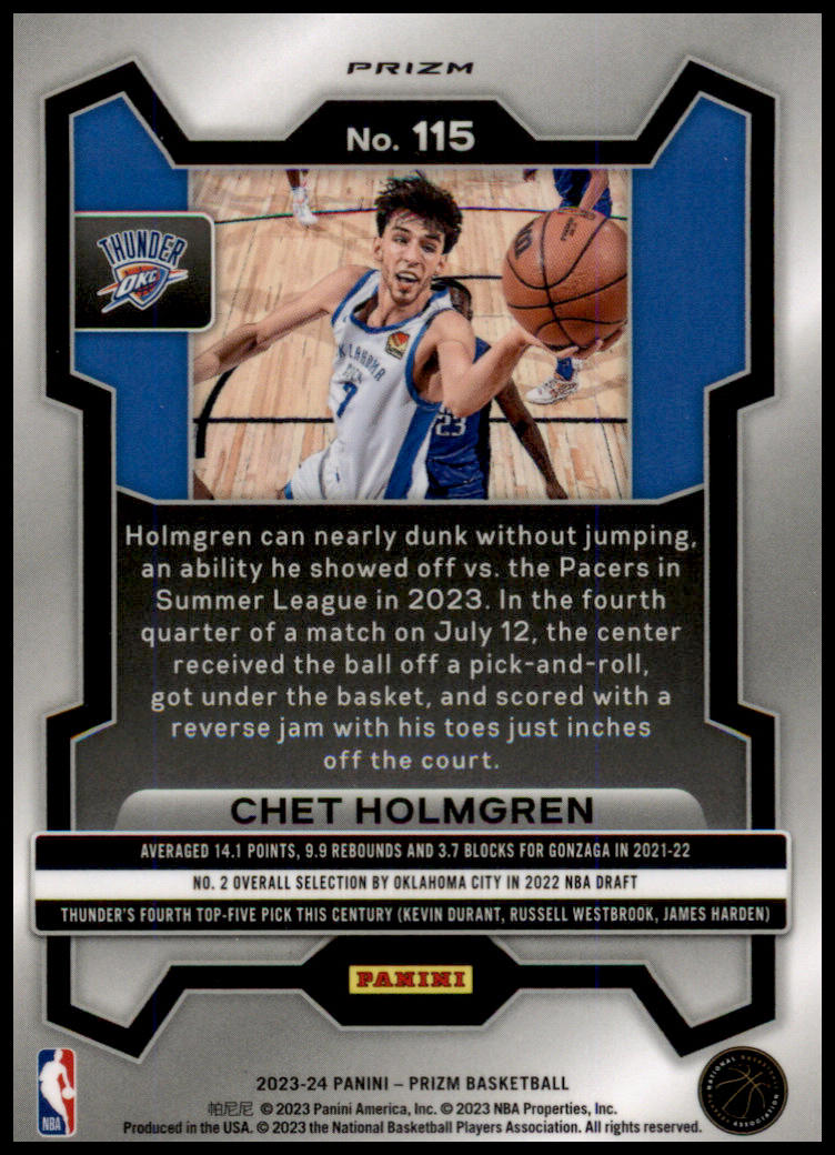 2023-24 Panini Prizm #115 Chet Holmgren Prizms Green