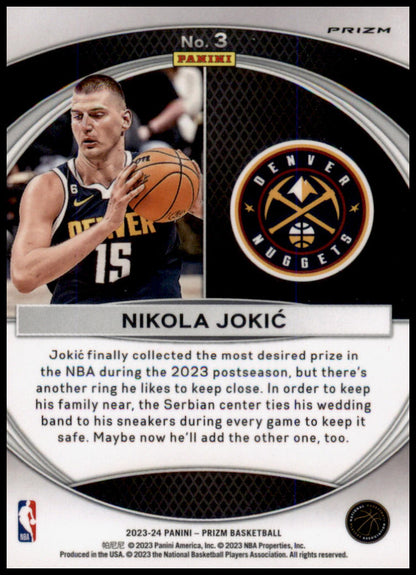 2023-24 Panini Prizm #3 Nikola Jokic Global Reach Prizms Green