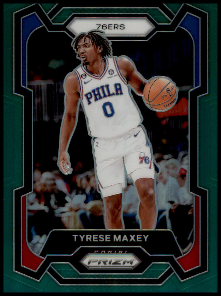 2023-24 Panini Prizm #15 Tyrese Maxey Prizms Green