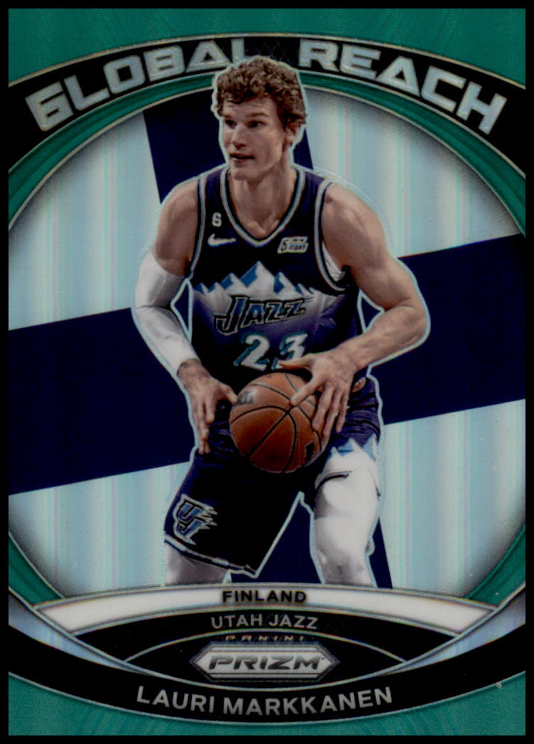 2023-24 Panini Prizm #8 Lauri Markkanen Global Reach Prizms Green