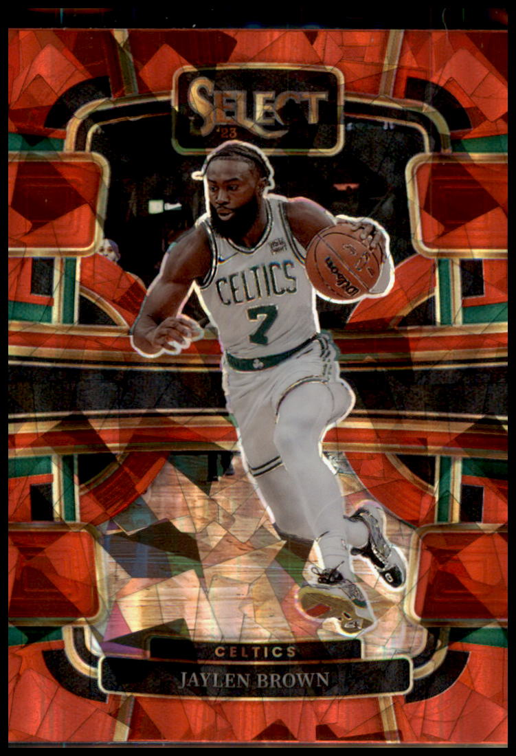 2023-24 Panini Select #22 Jaylen Brown Red Cracked Ice Prizms