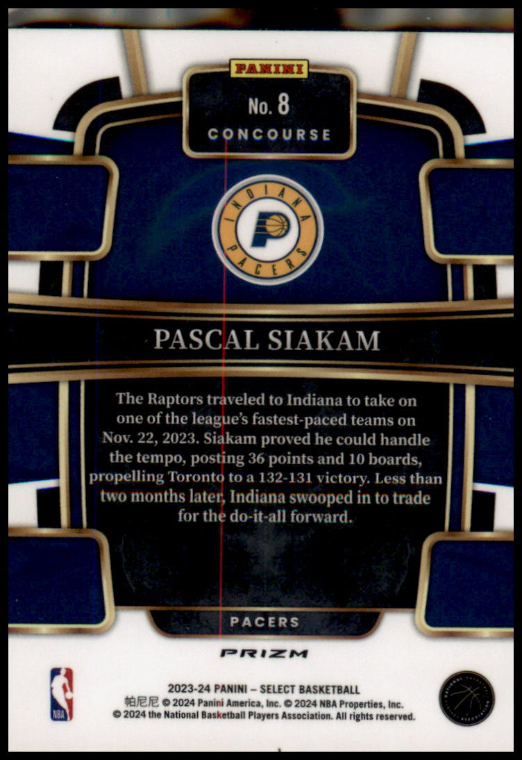 2023-24 Panini Select #8 Pascal Siakam Red Cracked Ice Prizms