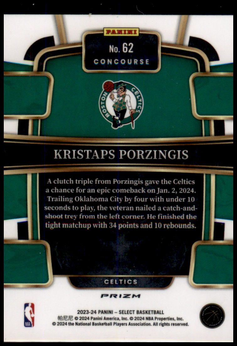 2023-24 Panini Select #62 Kristaps Porzingis Red Cracked Ice Prizms