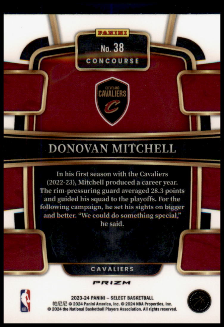 2023-24 Panini Select #38 Donovan Mitchell Silver Prizms