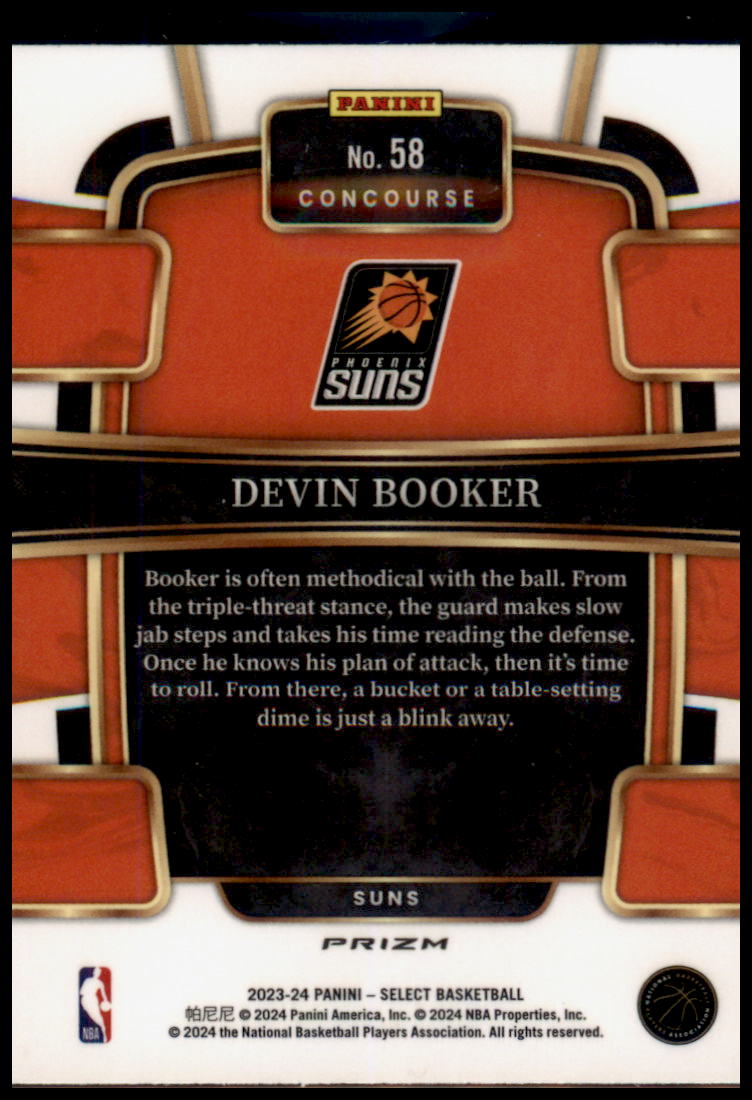 2023-24 Panini Select #58 Devin Booker Silver Prizms